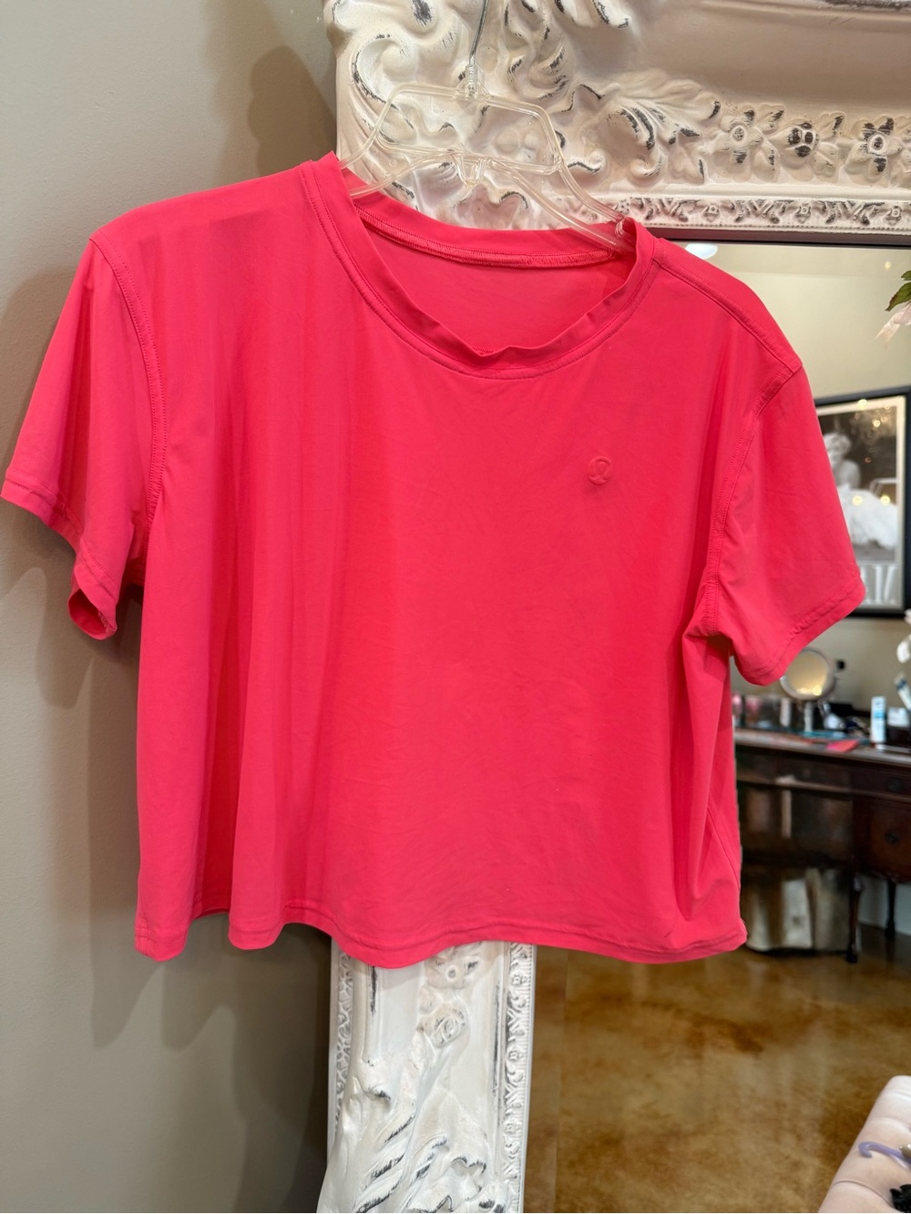 lululemon athletica Short Sleeve Crop Tee in coral pink